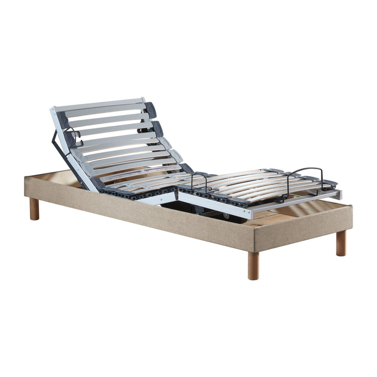 Ensemble lit électrique relaxation multi lattes + Matelas Mousse 35HR Couleur Beige 90 x 190