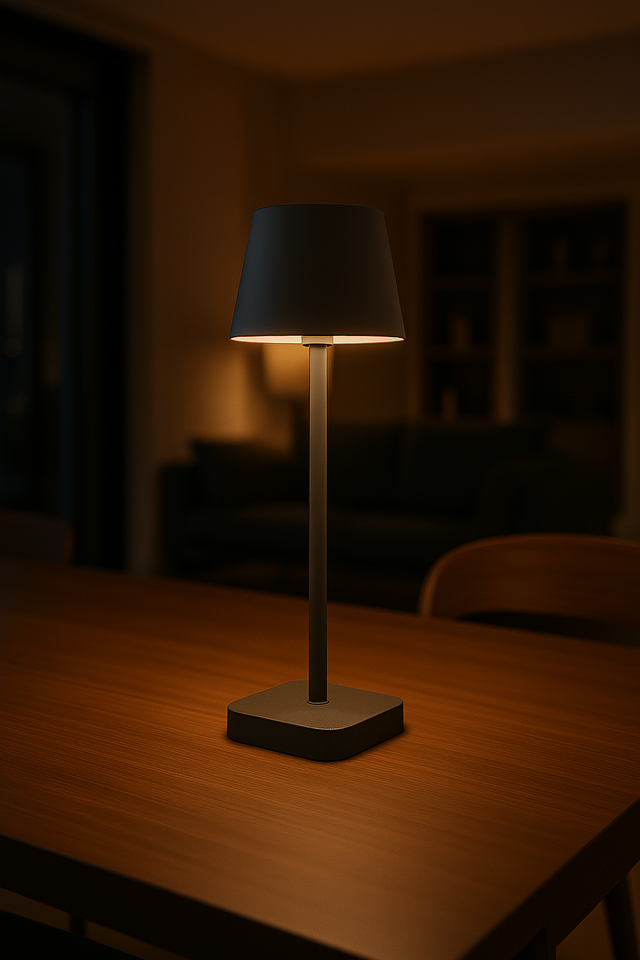 Lampe de table - Rechargeable - Intensité variable avec mode mémoire - 3 niveaux d'éclairage - 38 cm - Anthracite