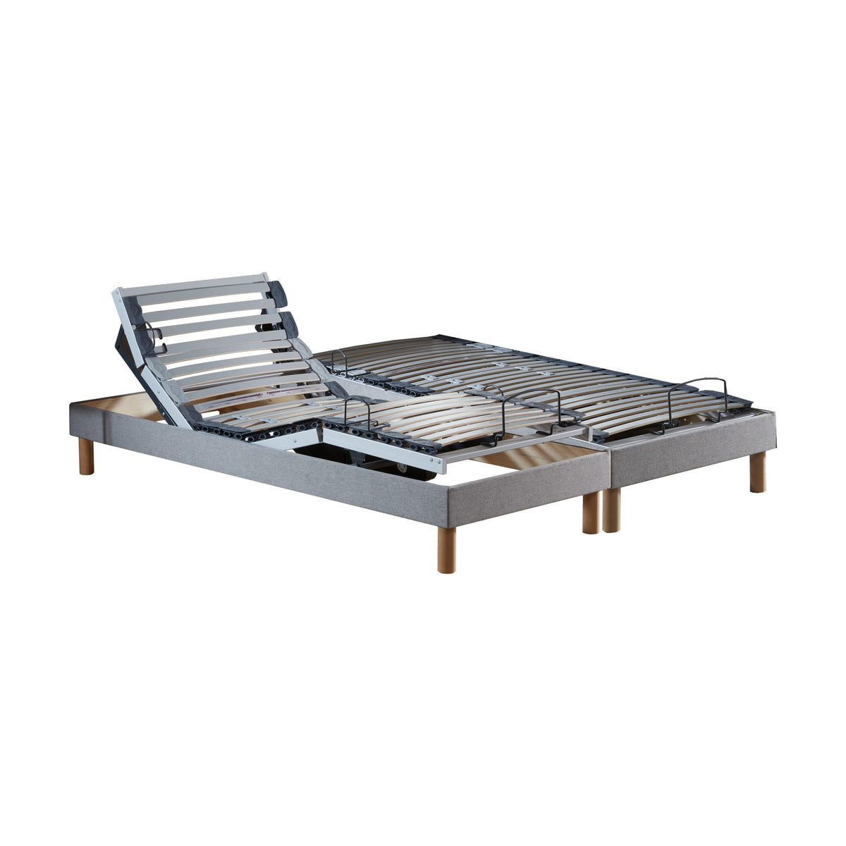 Lot de 2 lits électriques de relaxation multi lattes lisse Gris 2x80 x 200