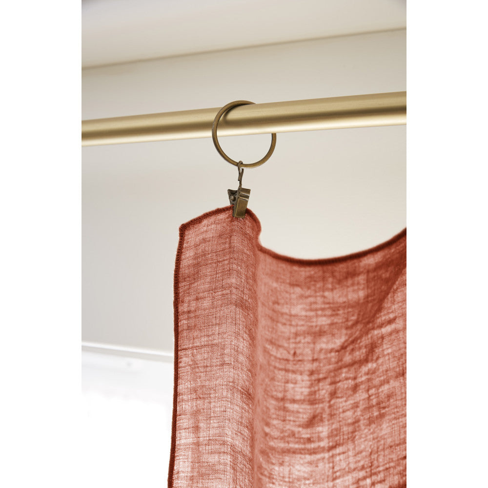Rideau ajustable + 8 anneaux pince 140 x 270 cm Lin lavé SOLINE Paprika