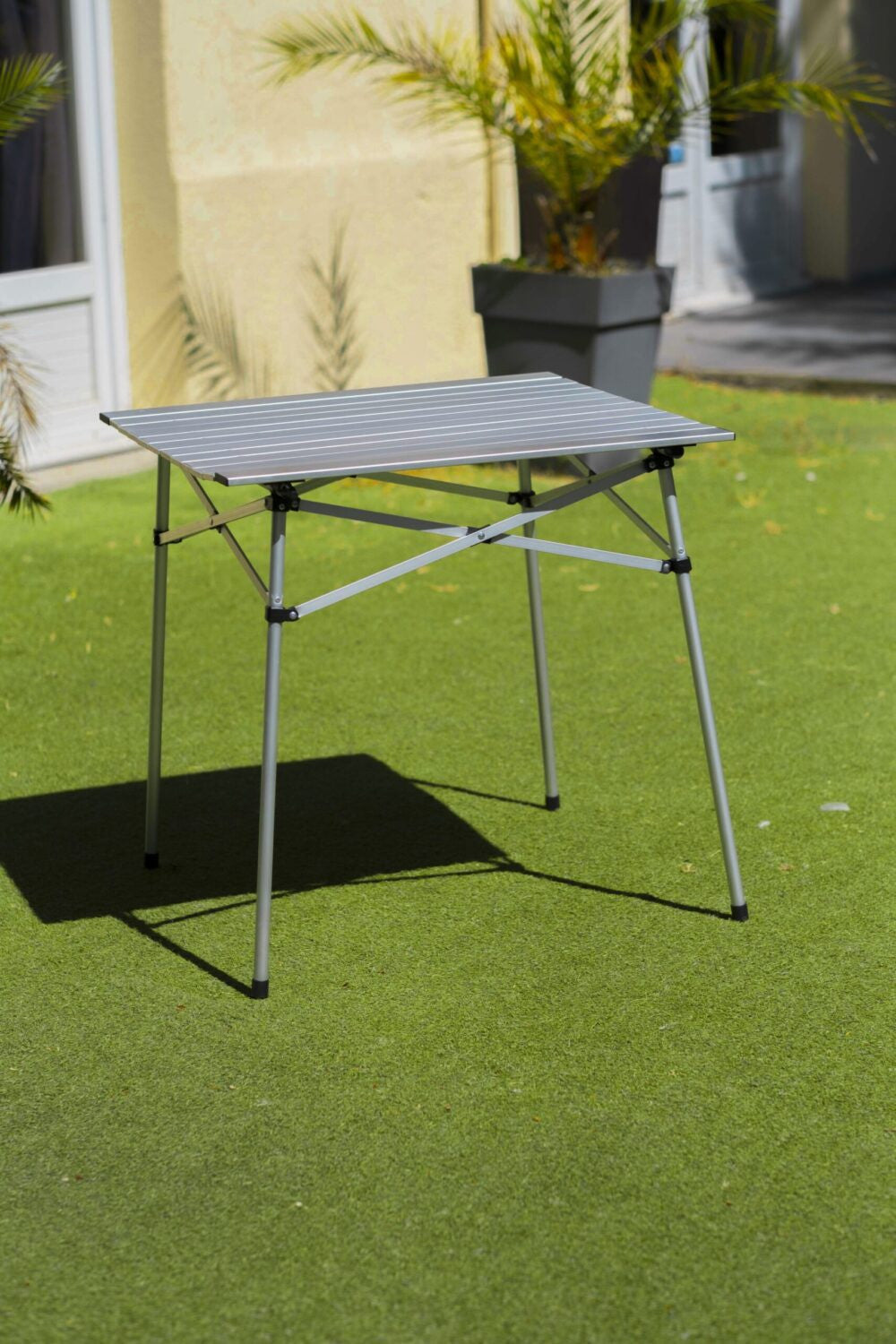 Lot de 2 tables à lattes de camping - Housse de transport inclus - 70 x 70  x 70 cm