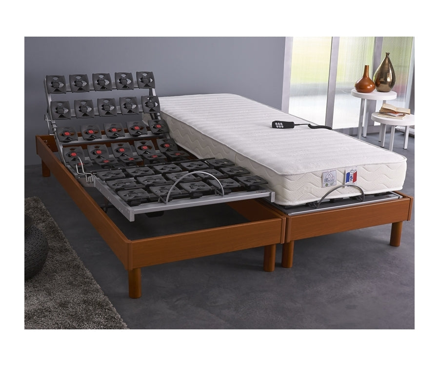 Lot de 2 Sommiers de relaxation électriques tous plots avec Réglage fermeté lombaire 160x200 cm