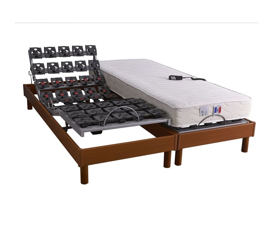 Lot de 2 Sommiers de relaxation électriques tous plots avec Réglage fermeté lombaire 160x200 cm