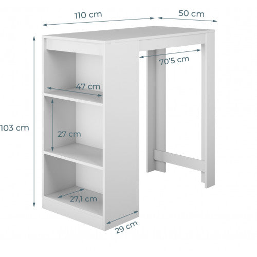 Table haute blanche  - 103 X 110 cm - Kala