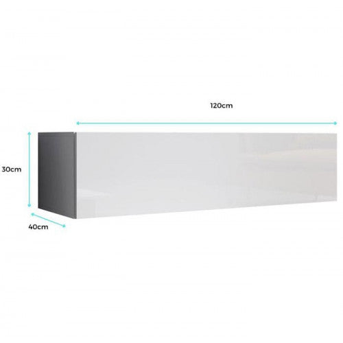 Meuble TV suspendu Blanc  - 120 X 30 cm - Amara M1