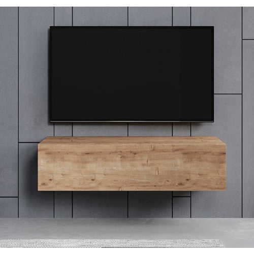 Meuble TV suspendu  chêne clair  - 120 X 30 cm - Amara M1