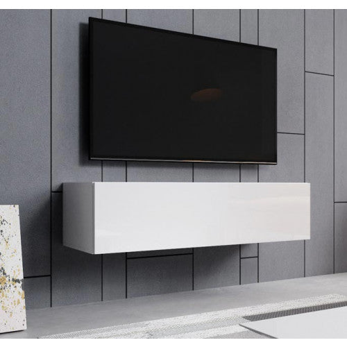 Meuble TV suspendu Blanc  - 120 X 30 cm - Amara M1