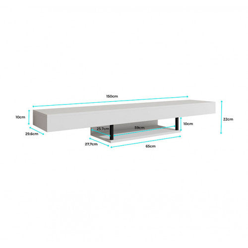 Meuble TV noir - 150 X 22 cm - Anabel