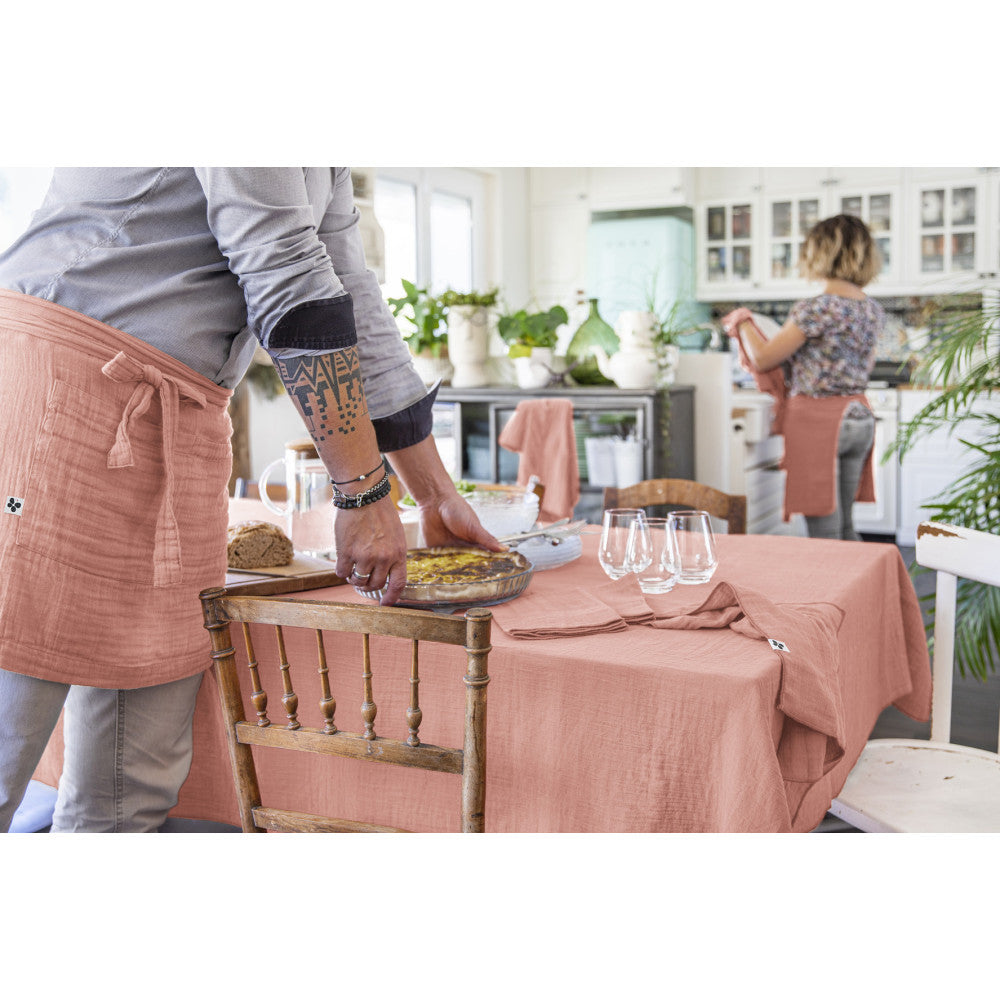 Nappe rectangle 150 x 250 cm GAÏA Rose pêche