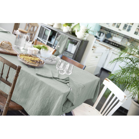Nappe rectangle 150 x 350 cm Gaze de coton unie GAÏA Eucalyptus