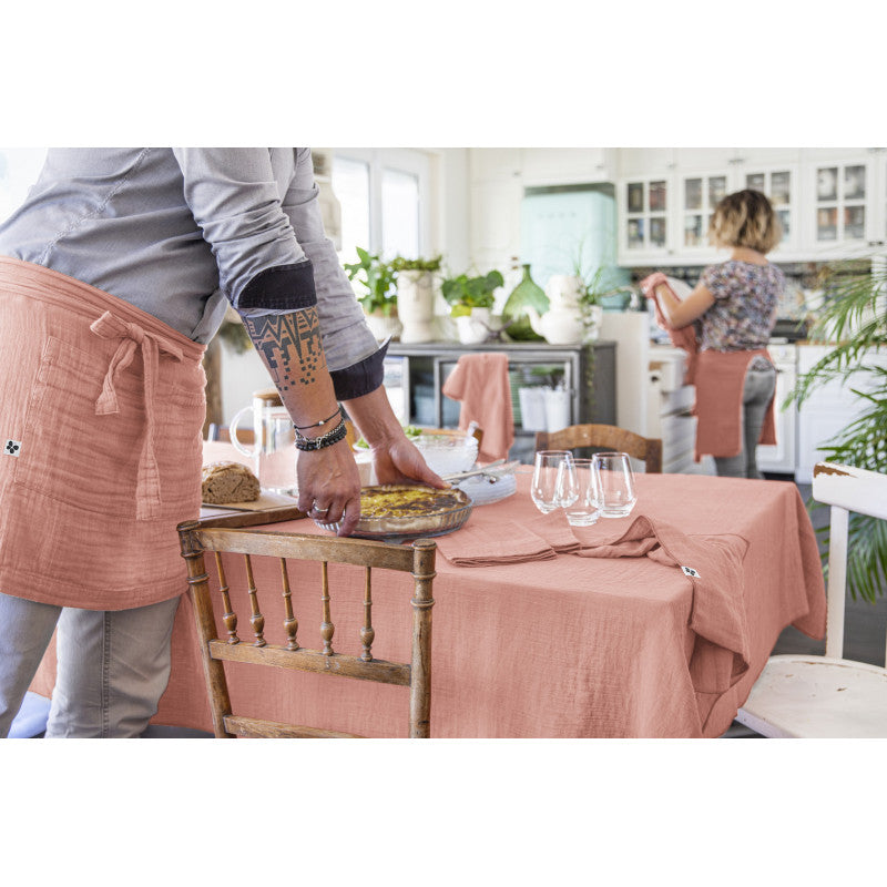 Nappe rectangle 150 x 350 cm GAÏA Rose pêche