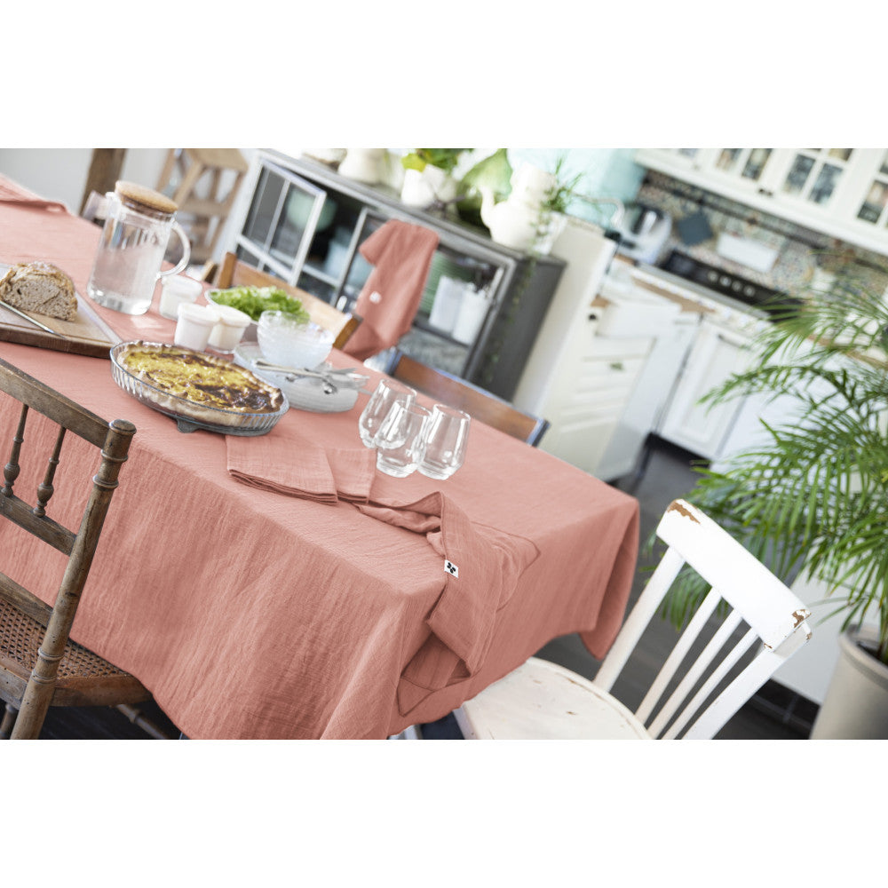 Nappe rectangle 150 x 350 cm GAÏA Rose pêche