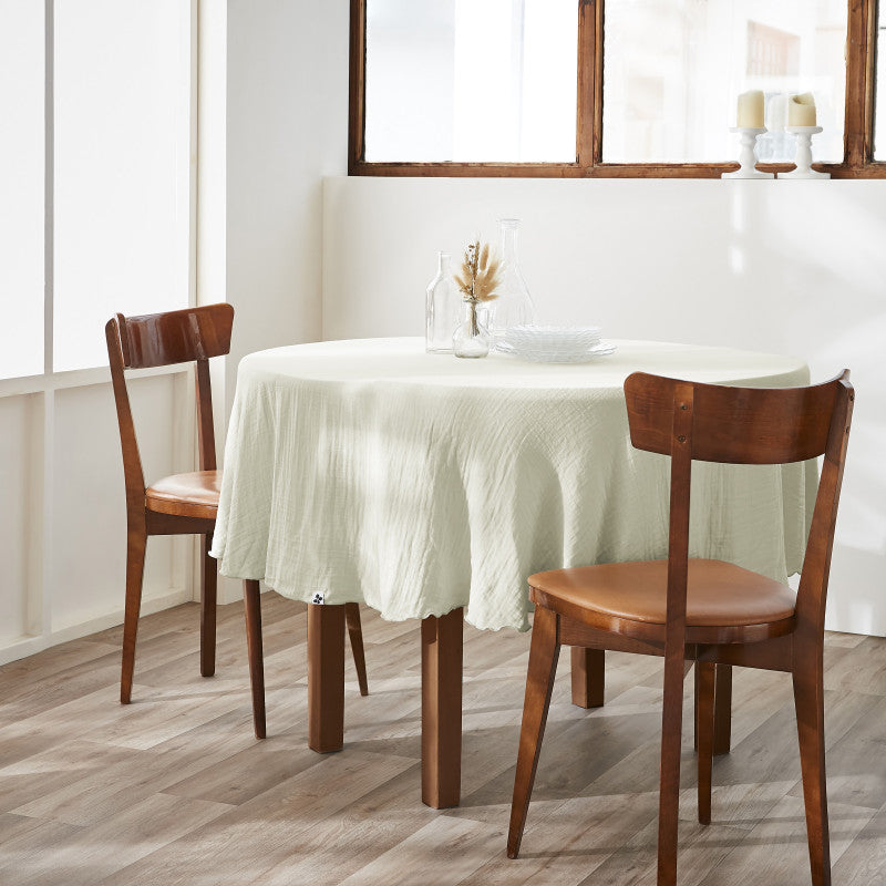 Nappe ronde (0) 180 cm Gaze de coton unie GAÏA Vert d'eau