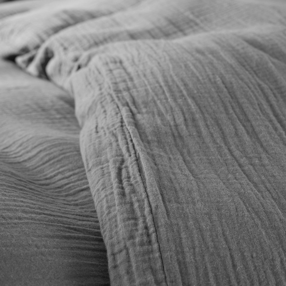 Pack 4 Pièces Housse de couette 260x240 cm - Gaze de Coton - Ardoise