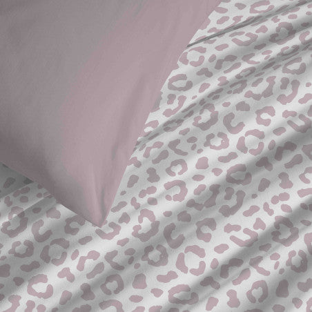 Pack Complet Housse de couette  Imprimé 140 x 200 cm - Drap housse 90 x 190 cm - 100% coton / 57 fils/cm² - DIANA BLUSH
