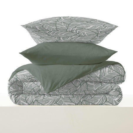 Pack Complet Housse de couette Imprimé 220 x 240 cm - Drap housse 140 x 190 cm - 100% coton / 57 fils/cm²- FIRA ROMARIN