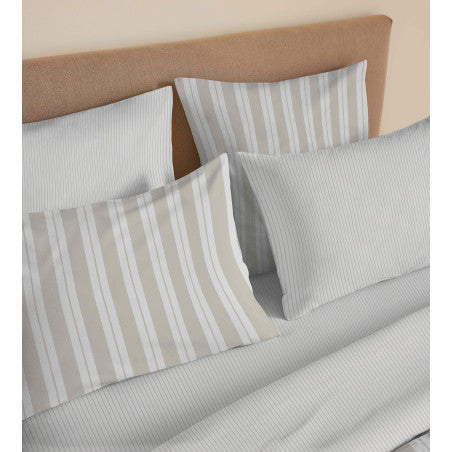 Pack Complet Housse de couette Imprimé 220 x 240 cm - Drap housse 140 x 190 cm - 100% coton / 57 fils/cm²- FLORENCE NATURE
