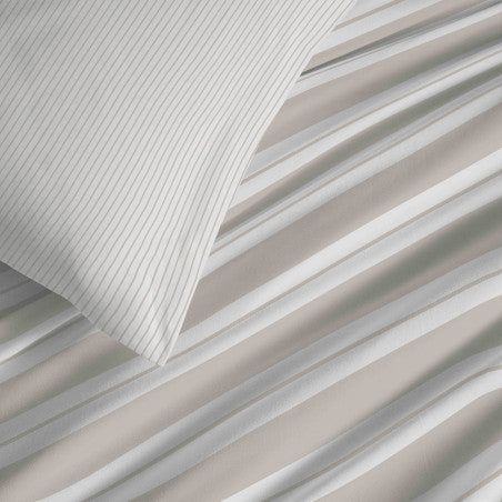 Pack Complet Housse de couette Imprimé 220 x 240 cm - Drap housse 140 x 190 cm - 100% coton / 57 fils/cm²- FLORENCE NATURE