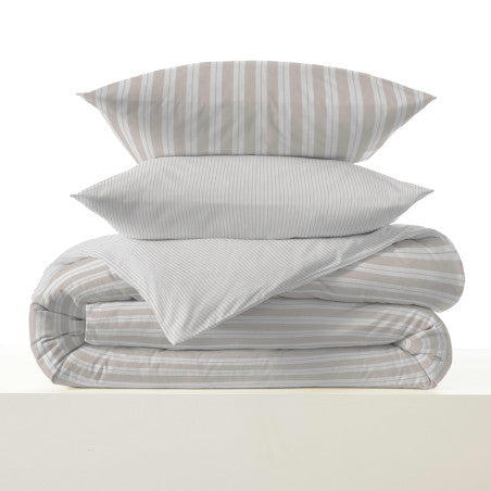 Pack Complet Housse de couette Imprimé 220 x 240 cm - Drap housse 140 x 190 cm - 100% coton / 57 fils/cm²- FLORENCE NATURE