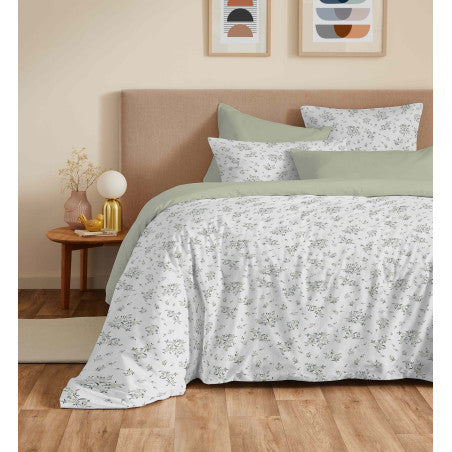 Pack Complet Housse de couette Imprimé 220 x 240 cm - Drap housse 140 x 190 cm - 100% coton / 57 fils/cm²- LOUISE ROMARIN