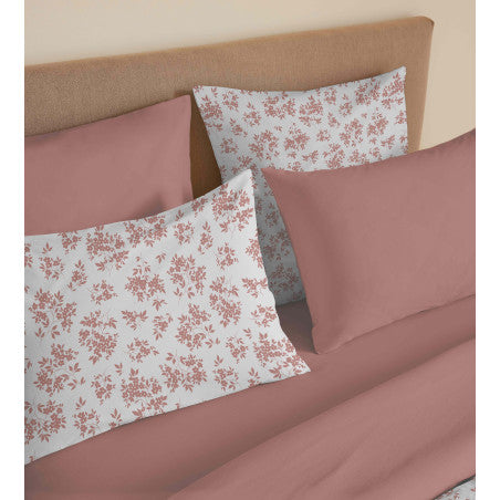 Pack Complet Housse de couette Imprimé 220 x 240 cm - Drap housse 160 x 200 cm - 100% coton / 57 fils/cm²- ELOISE ABRICOT