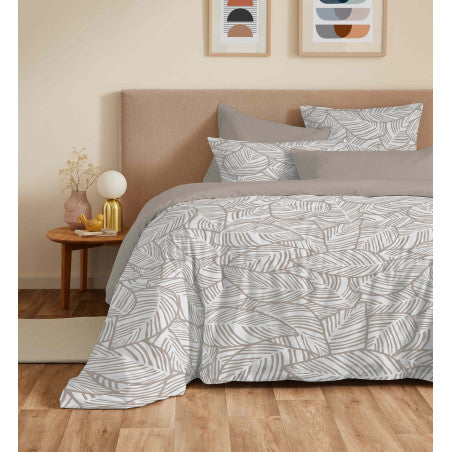 Pack Complet Housse de couette Imprimé 220 x 240 cm - Drap housse 160 x 200 cm - 100% coton / 57 fils/cm²- FIRA NATUREL