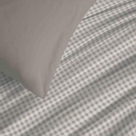 Pack Complet Housse de couette Imprimé 220 x 240 cm - Drap housse 160 x 200 cm - 100% coton / 57 fils/cm²- GABRIELLE NATUREL