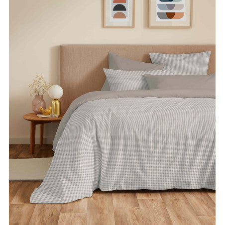 Pack Complet Housse de couette Imprimé 240 x 260 cm - Drap housse 180 x 200 cm King Size - 100% coton / 57 fils/cm²- GABRIELLE NATUREL