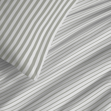 Pack Complet Housse de couette Imprimé 240 x 260 cm - Drap housse 180 x 200 cm King Size - 100% coton / 57 fils/cm²- PALERME EUCALYPTUS
