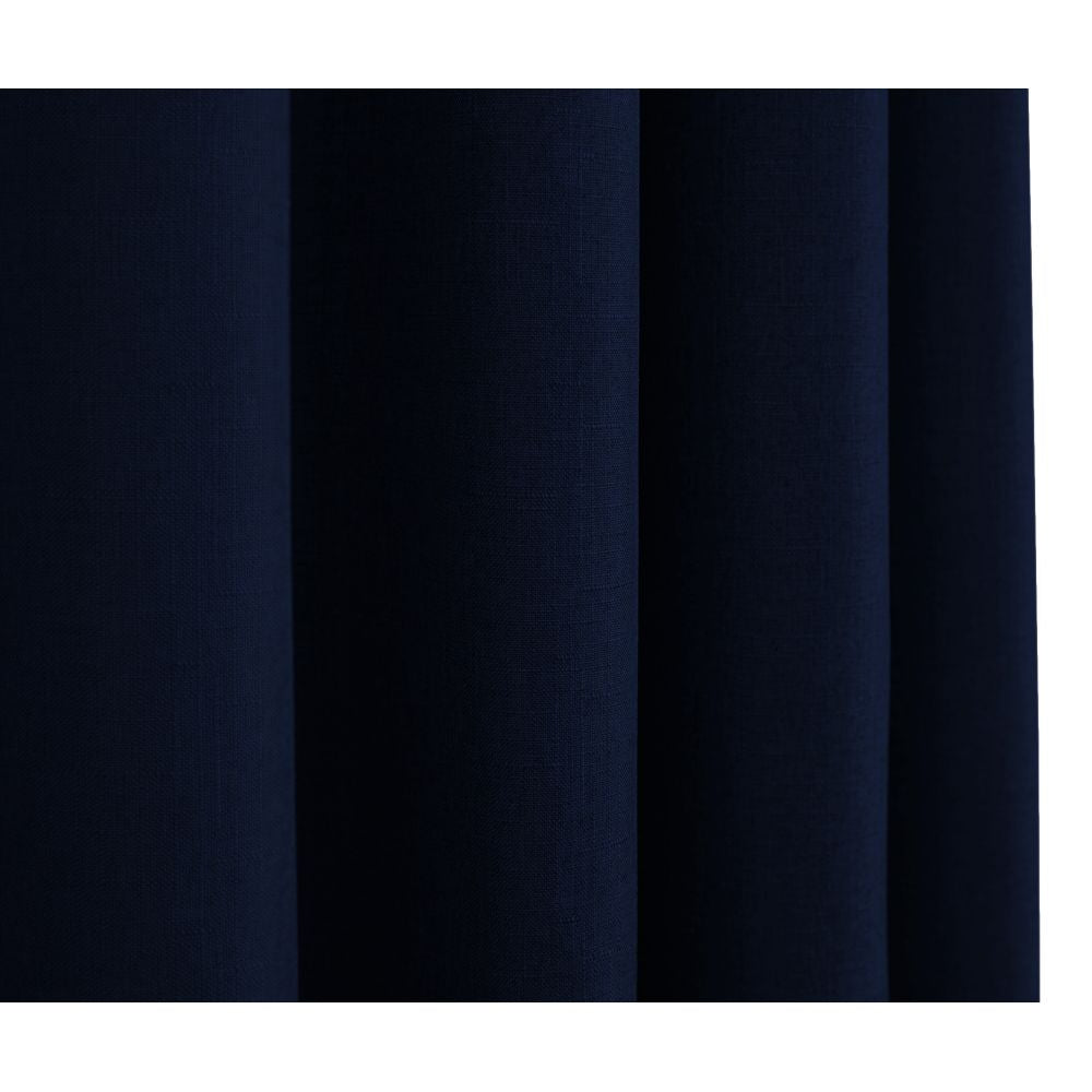 Paire de rideaux à œillets "effet lin" 140 x 260 cm Moonlight deco Bleu nuit