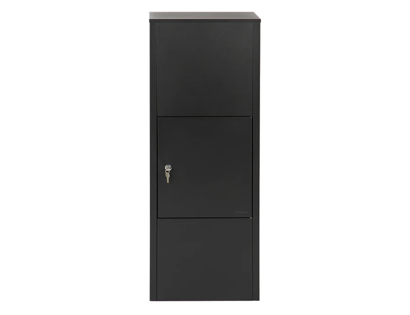Boîte aux lettres pour colis debout Dortmund noire mat - Serrure cylindrique avec 2 clés