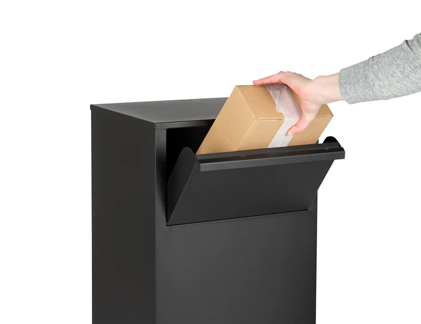 Boîte aux lettres pour colis debout Dortmund noire mat - Serrure cylindrique avec 2 clés