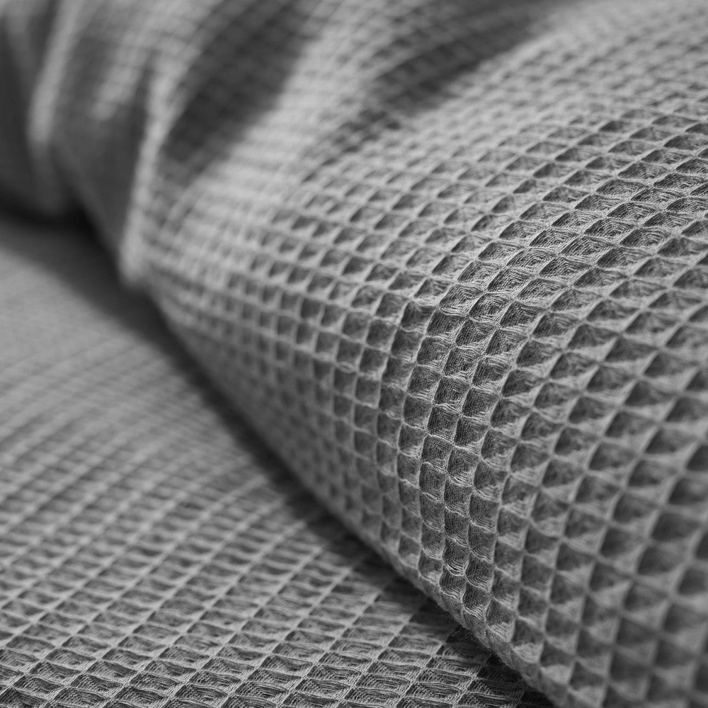 Pack 2 Pièces Housse de couette 140x200cm + 1 taie d'oreiller 65X65cm nid d'abeille - Ardoise