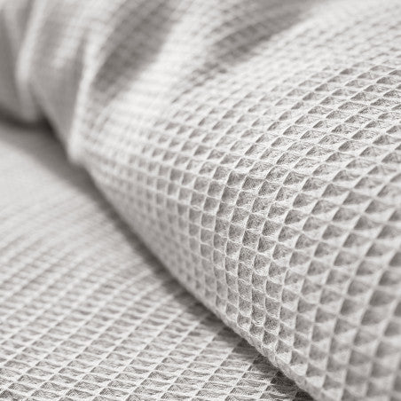 Pack 3 Pièces Housse de couette 240x220cm + 2 taies d'oreiller 65X65cm - nid d'abeille - Perle