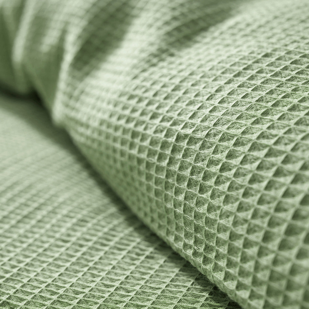 Pack 3 Pièces Housse de couette 260x240cm + 2 taies d'oreiller 65X65cm - nid d'abeille - Olive