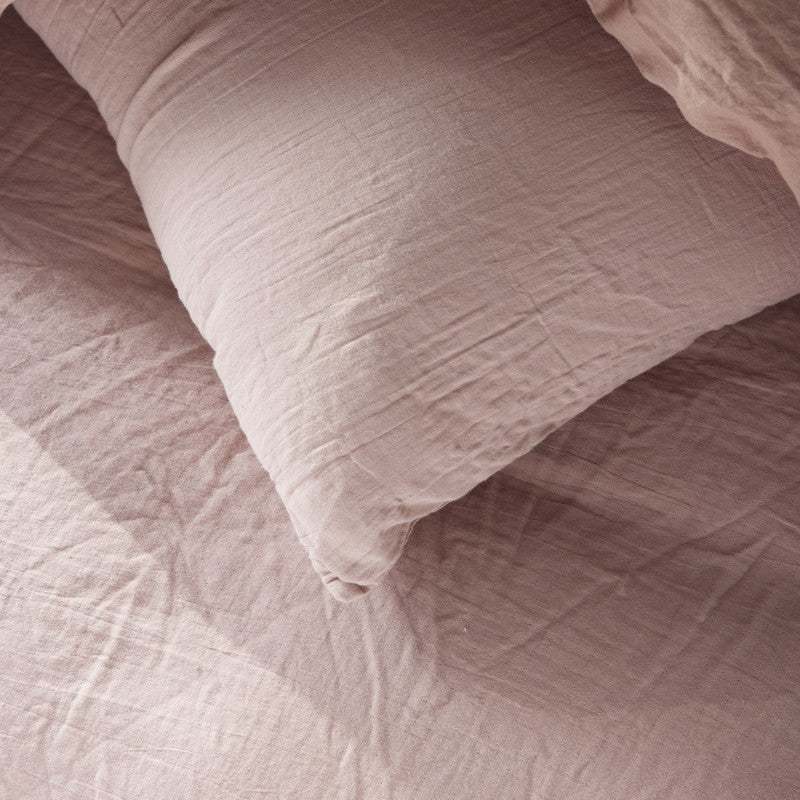 Pack 3 pièces Housse de couette 260 x 240 cm + 2 Taies d'oreiller 65 x 65 cm Gaze de Coton Rose des sables