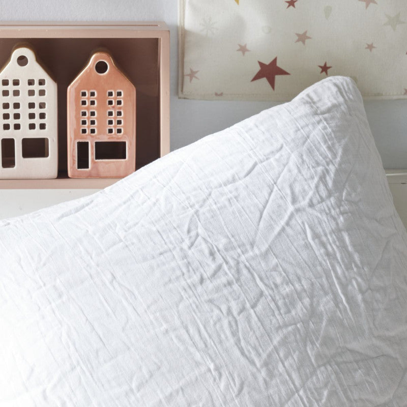 Pack 3 pièces Housse de couette 260 x 240 cm + 2 Taies d'oreiller 65 x 65 cm Gaze de Coton Craie
