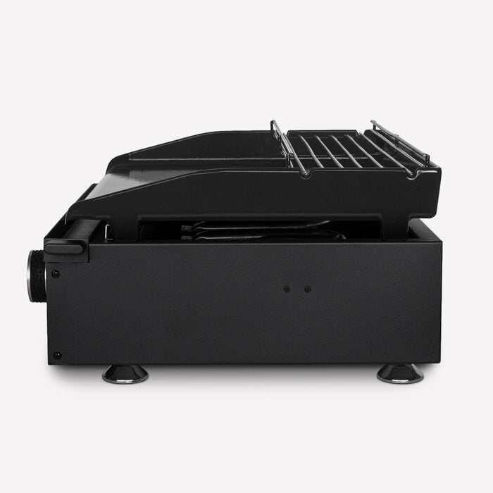 Plancha au gaz 2 brûleurs - surface de cuisson 47 x 36 cm - jusqu'à 350 °C - fonte émaillée - noir