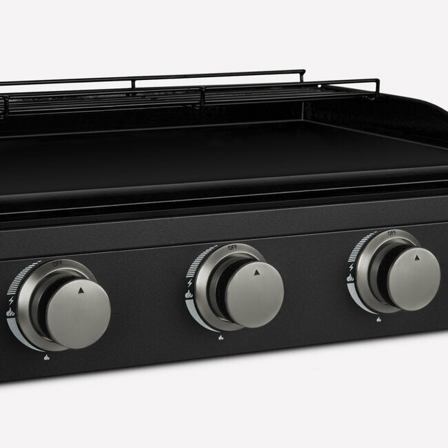 Plancha au gaz 3 brûleurs - surface de cuisson 63,5 x 36 cm - jusqu'à 350 °C - fonte émaillée - noir