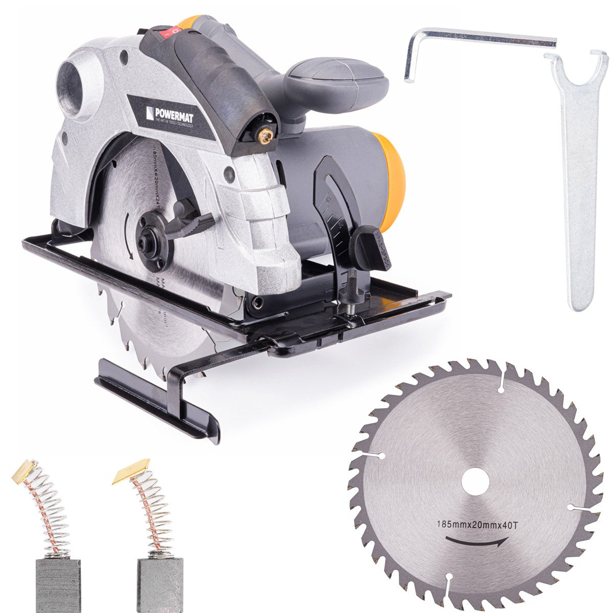 Scie circulaire à bois avec laser 2250 W 2 disques 185 mm 24/40 dents