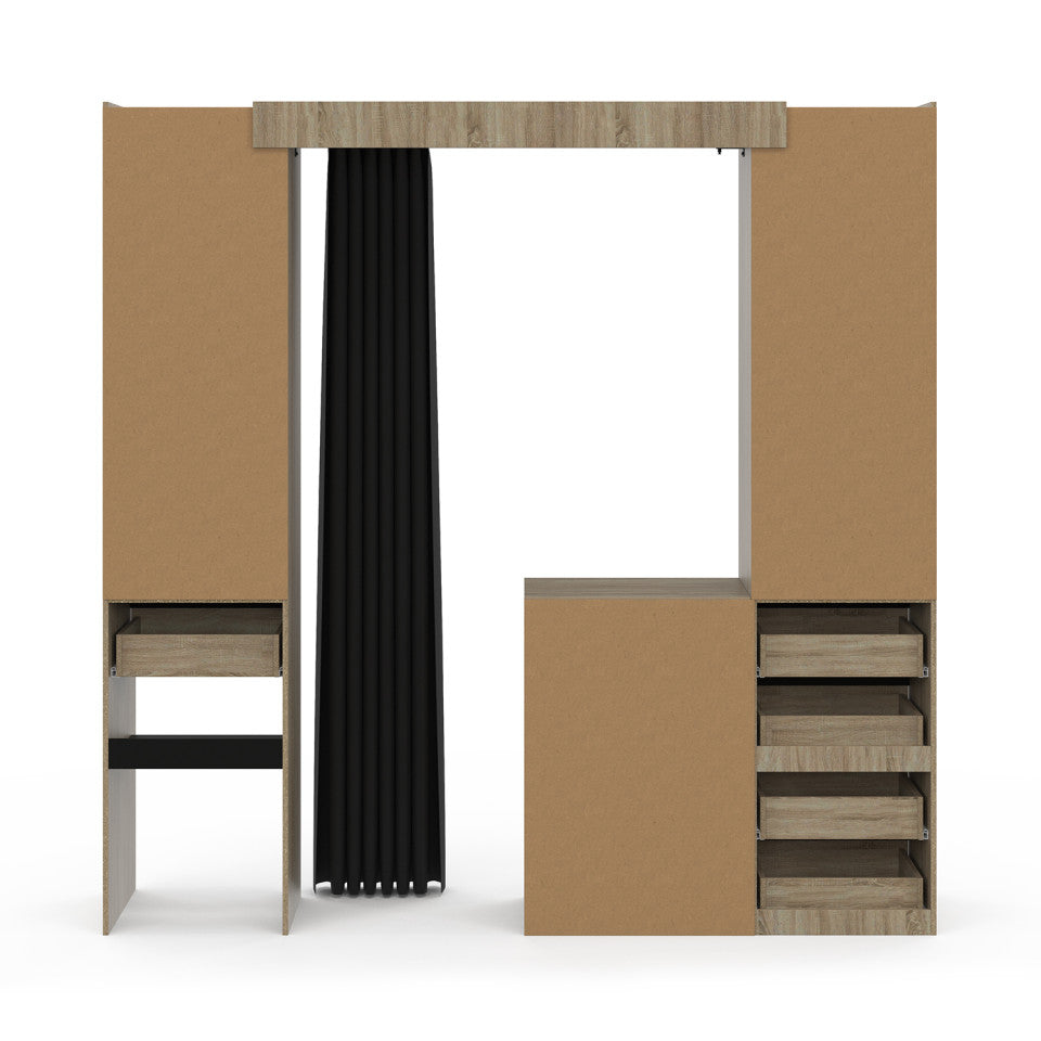 Dressing Justine extensible 120-180cm 5 tiroirs effet bois