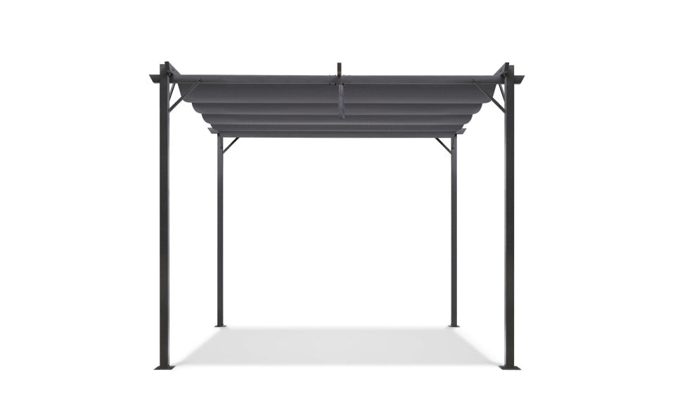Pergola Marina 3x4m toit rétractable avec 4 stores intégrés gris