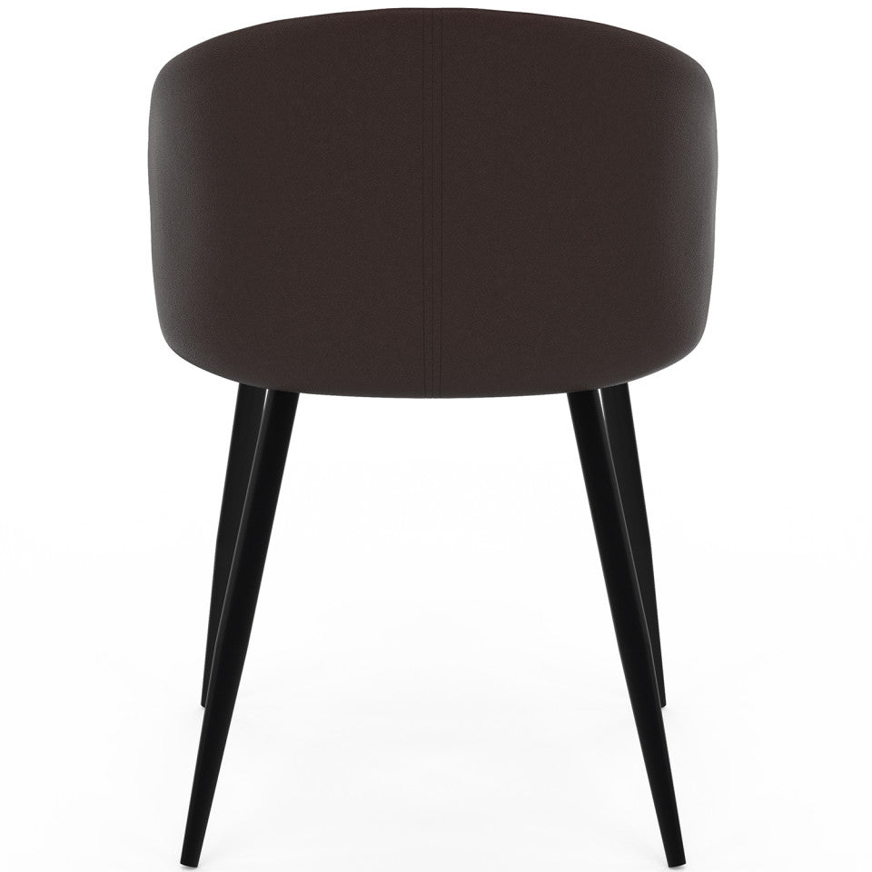 Chaises Léona bi-matière taupe et marron pieds métal noirs - lot de 4