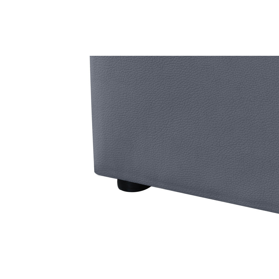 Lit coffre Hanna en PVC gris avec sommier 140x190cm