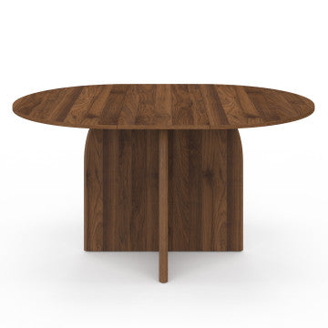 Table à manger ronde extensible Japandi effet noyer Ø110-150cm
