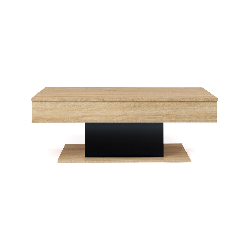Table basse Tania relevable bois et noir