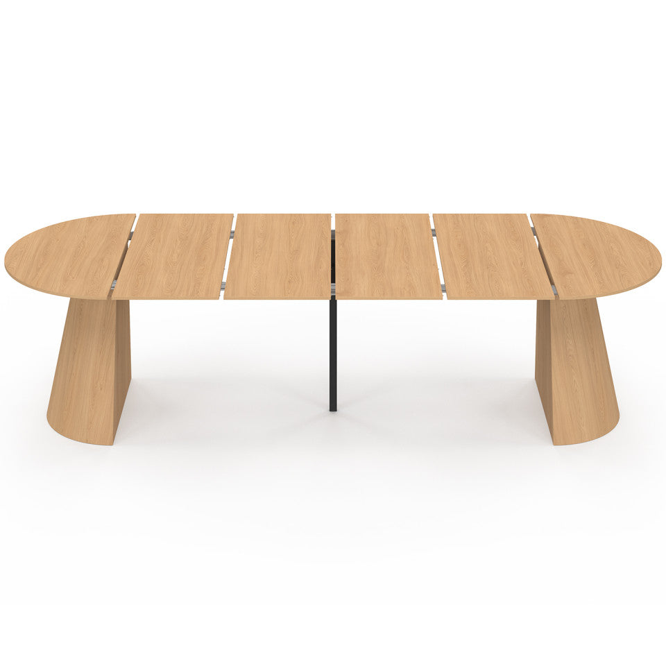 Table à manger ronde extensible Elvis effet hêtre Ø110-300cm