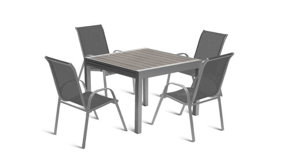 Table de jardin extensible en polywood 90-180cm gris anthracite
