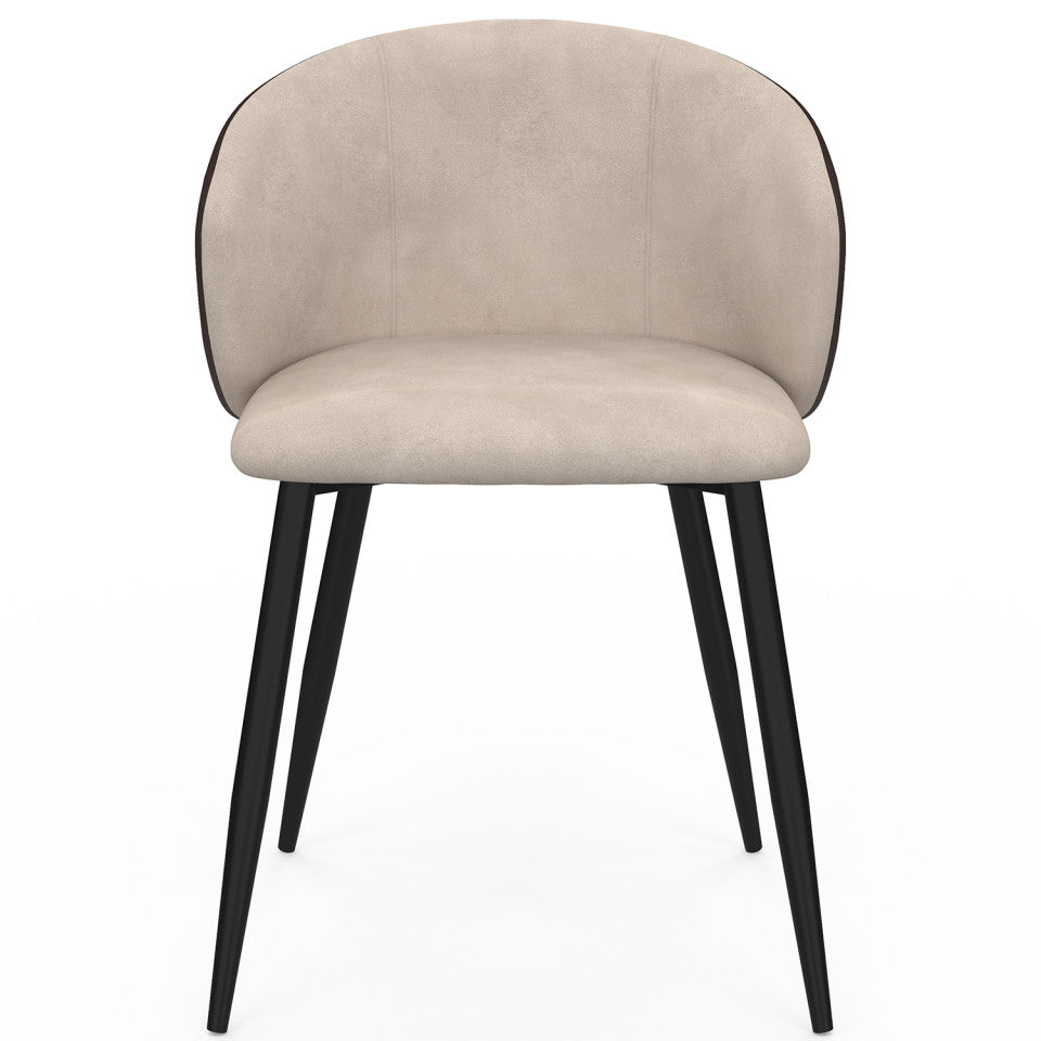 Chaises Léona bi-matière taupe et marron pieds métal noirs - lot de 4