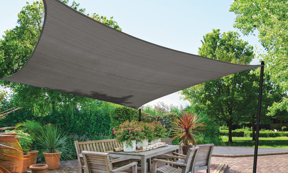 Voile d'ombrage rectangulaire gris 4x6m